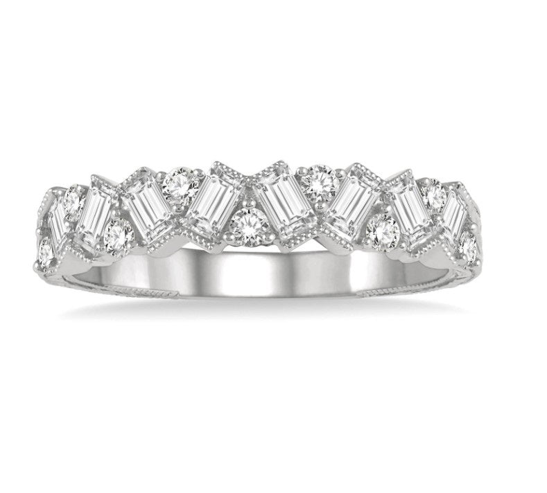 14kt White Gold Diamond ZigZag Stackable Ring