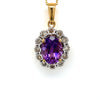 14kt Yellow Gold Amethyst and Diamond Pendant with Chain