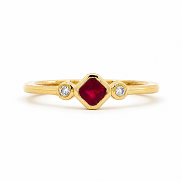 14kt Yellow Gold Bezel-Set Ruby & Diamond Ring
