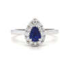 14kt White Gold Pear Sapphire and Diamond Halo Ring