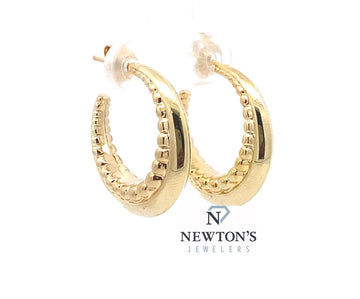 Estate 14kt Yellow Gold Beaded Hoop Earrings