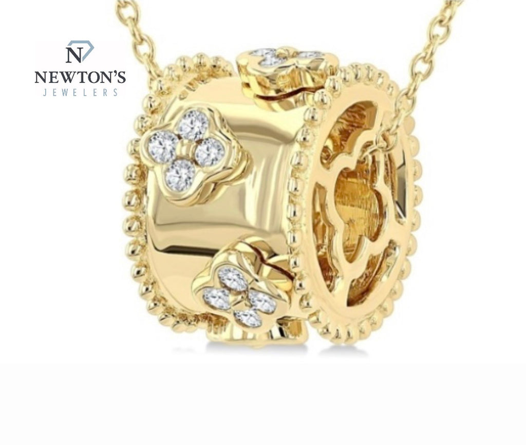 14kt Yellow Gold Diamond Clover Rondelle Pendant
