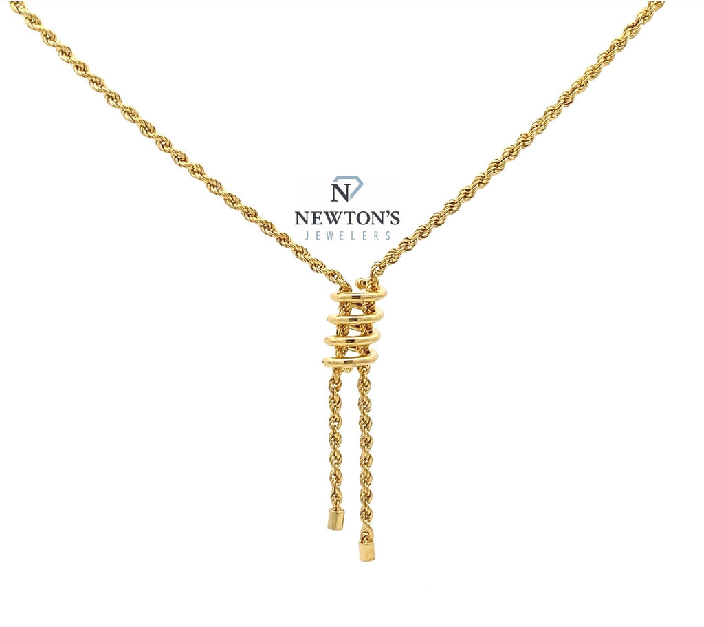 Estate 14kt Yellow Gold Rope Chain Lariat Necklace