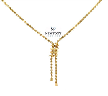 Estate 14kt Yellow Gold Rope Chain Lariat Necklace