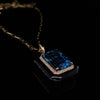 14kt Yellow Gold Blue Topaz & Enamel Pendant Necklace