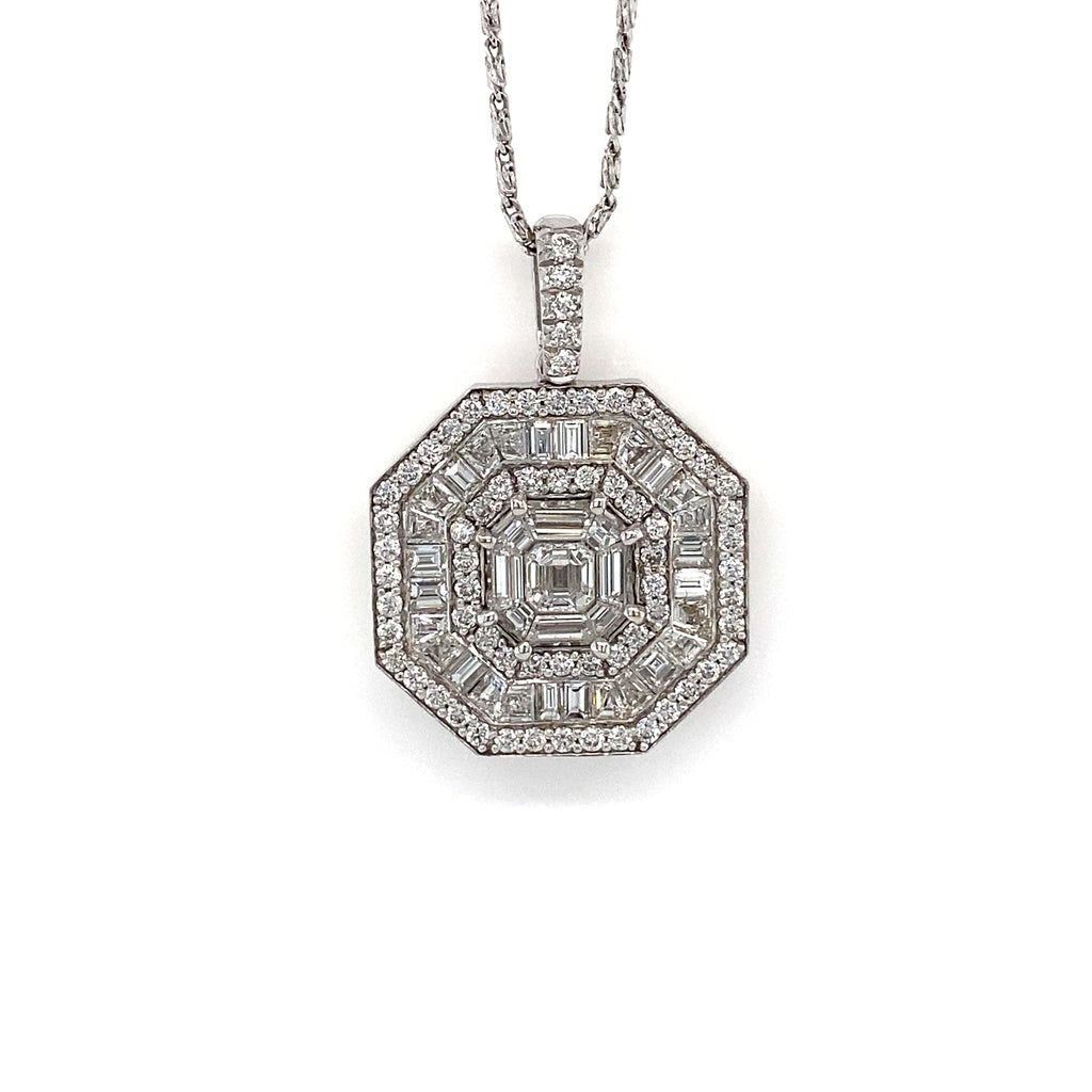 18kt White Gold Diamond Octagonal Pendant (Chain not included)