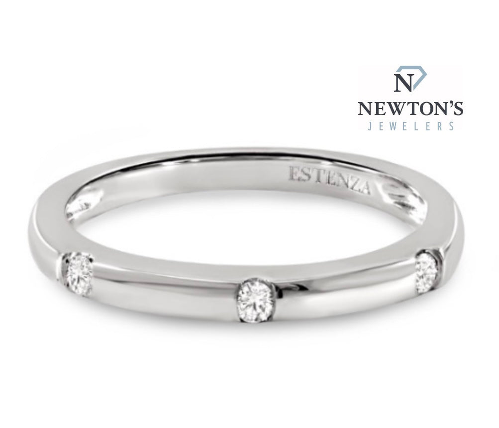 14kt White Gold Diamond Bezel Station Band