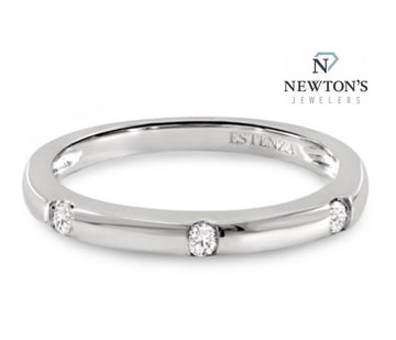 14kt White Gold Diamond Bezel Station Band