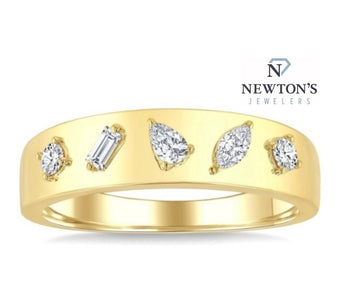 14kt Yellow Gold Mixed Shape Diamond Band
