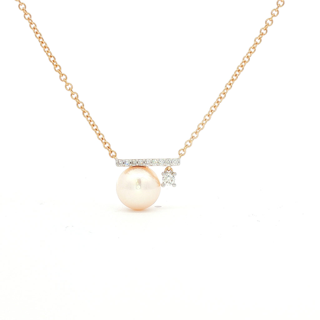 14kt Yellow Gold Freshwater Pearl & Diamond Necklace