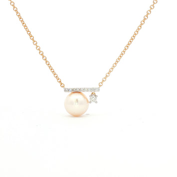 14kt Yellow Gold Freshwater Pearl & Diamond Necklace