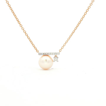 14kt Yellow Gold Freshwater Pearl & Diamond Necklace