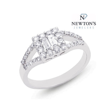 14kt White Gold Diamond Halo Ring