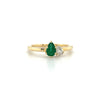 14kt Yellow Gold Emerald & Diamond Pair of Pears Ring