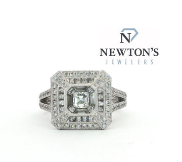 14kt White Gold Diamond Halo Ring