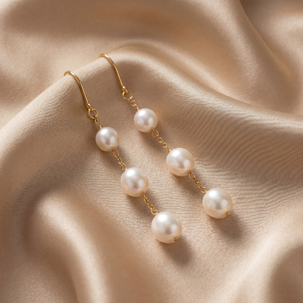 14kt Yellow Gold Freshwater Pearl Dangle Earrings