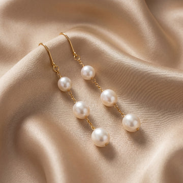 14kt Yellow Gold Freshwater Pearl Dangle Earrings