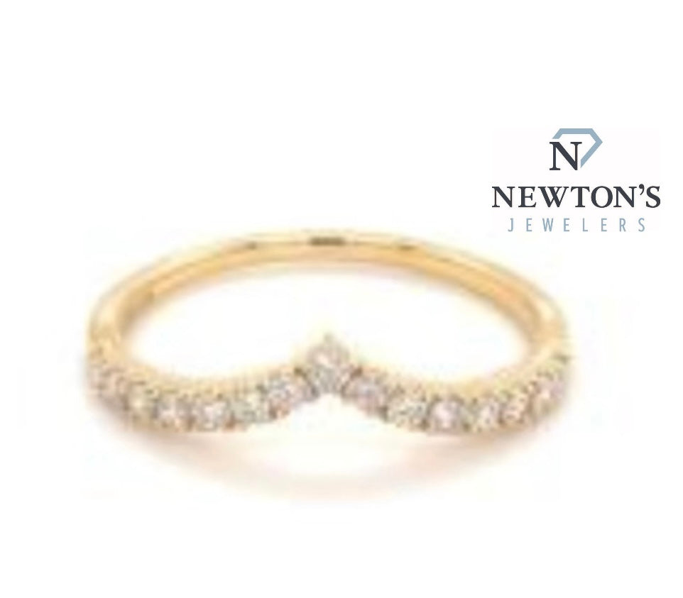 14kt Yellow Gold Diamond Curved Crown Band