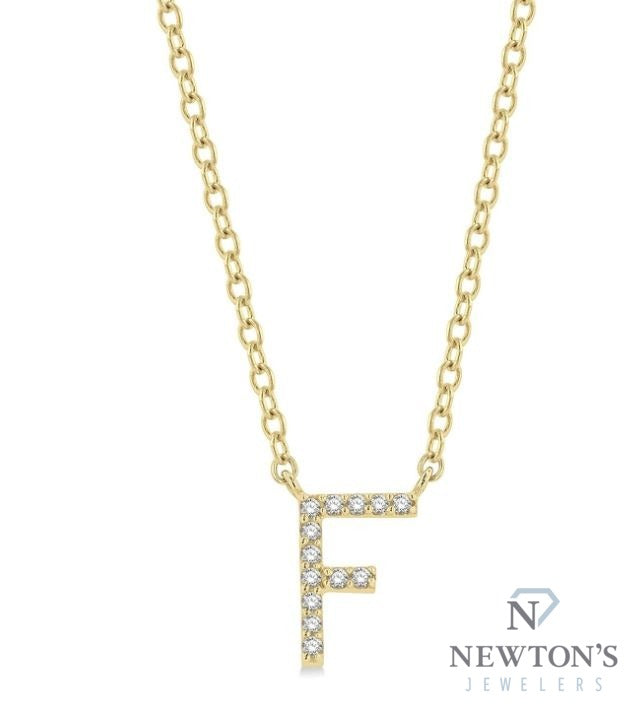 10kt Yellow Gold Diamond Initial Pendant with Chain "F"