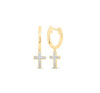 10kt Yellow Gold Diamond Cross Hoop Earrings (0.05ct Tw)