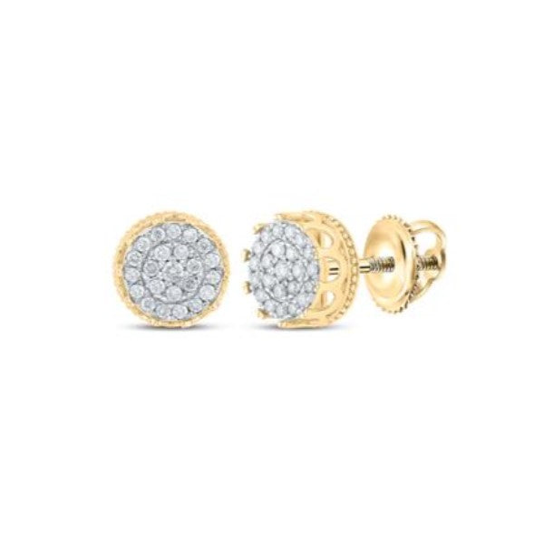 10kt Yellow Gold Diamond Round Cluster Ear Studs (0.50ct Tw)