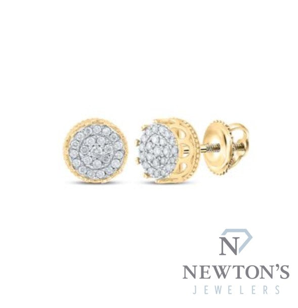 10kt Yellow Gold Diamond Round Cluster Ear Studs (0.50ct Tw)