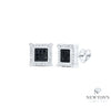 10kt White Gold Black & White Diamond Square Stud Earrings