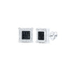 10kt White Gold Black & White Diamond Square Stud Earrings