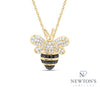 10kt Yellow Gold Black & White Diamond Honeybee Pendant Necklace