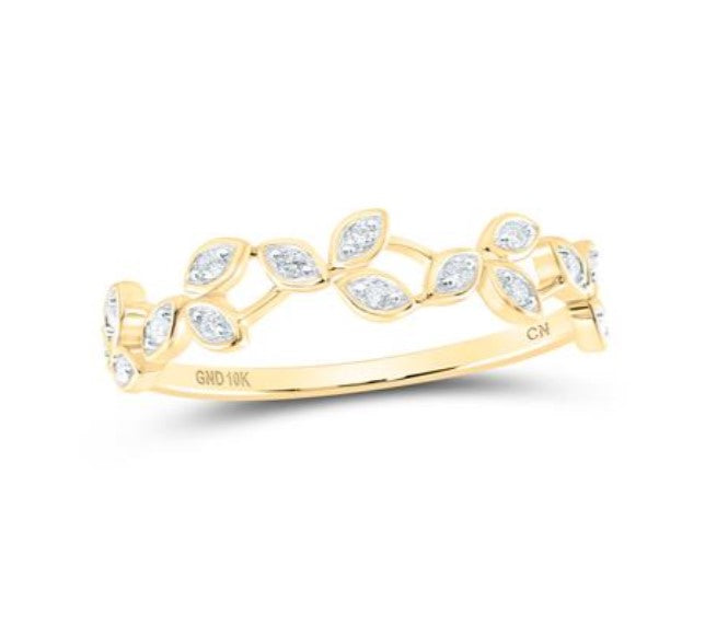 10kt Yellow Gold Diamond "Vine" Stackable