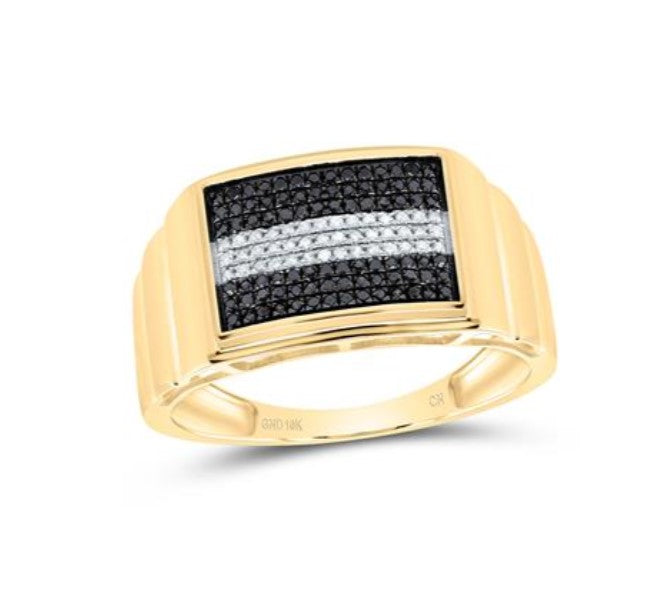 10kt Yellow Gold Black & White Diamond Gents Band