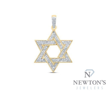 10kt Yellow Gold Diamond Star Of David Pendant (Pendant Only)