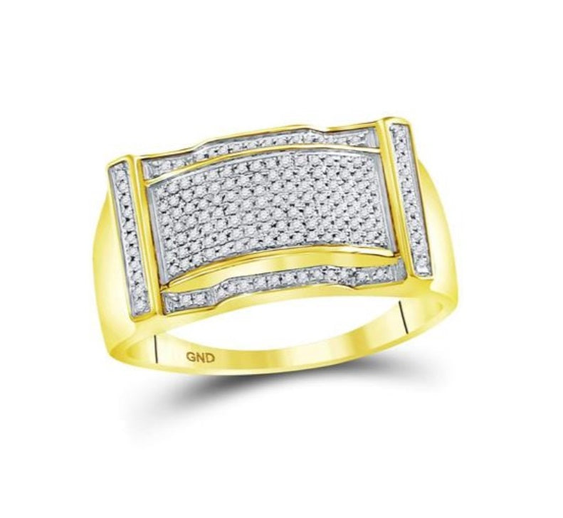 10kt Yellow Gold Pave Diamond Gents Ring (0.33ct Tw)