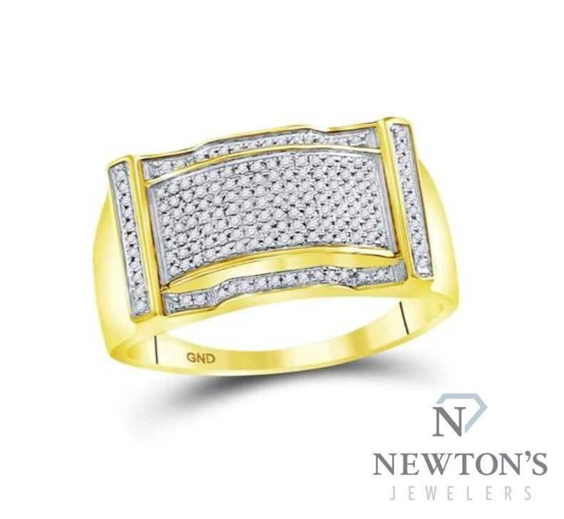 10kt Yellow Gold Pave Diamond Gents Ring (0.33ct Tw)