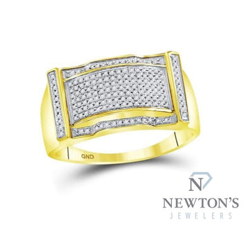 10kt Yellow Gold Pave Diamond Gents Ring (0.33ct Tw)