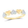 10kt Yellow Gold Diamond Alternating Heart Stackable