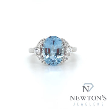 14kt White Gold Aquamarine and Diamond Ring