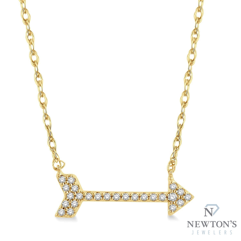 10kt Yellow Gold Diamond Arrow Pendant with Chain