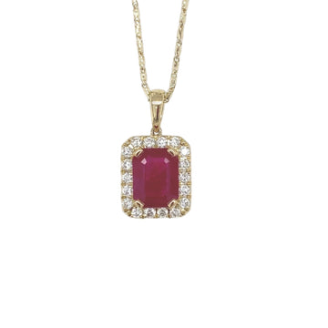 14kt Yellow Gold Ruby and Diamond Pendant
