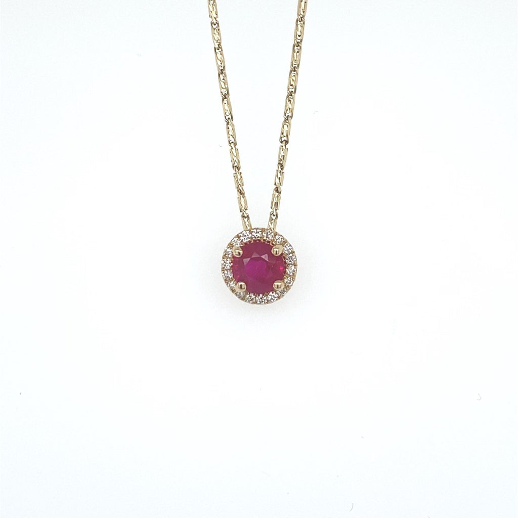 14kt Yellow Gold Ruby and Diamond Pendant