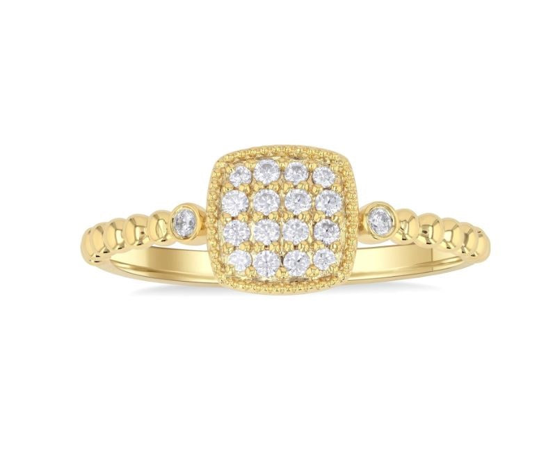 10kt Yellow Gold Diamond Cushion Fashion Ring (0.12ct)