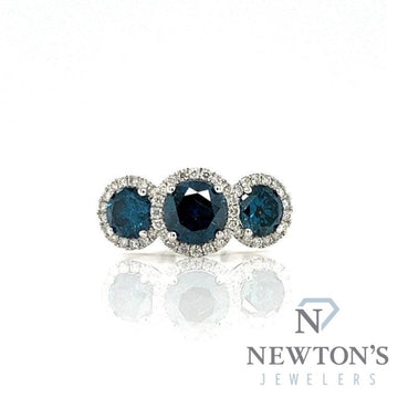 14kt White Gold Blue Diamond Trio Fashion Ring (2.17ct)