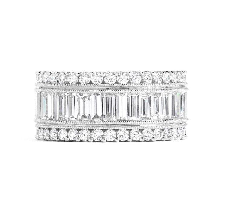 18kt White Gold "Couture" Baguette and Diamond Band