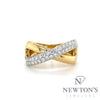 14kt White & Yellow Gold Diamond Cross-Over Ring