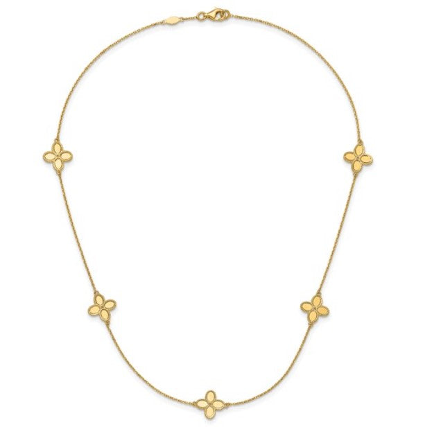 14 Karat Yellow Gold Stationary Necklace, 18 Inch