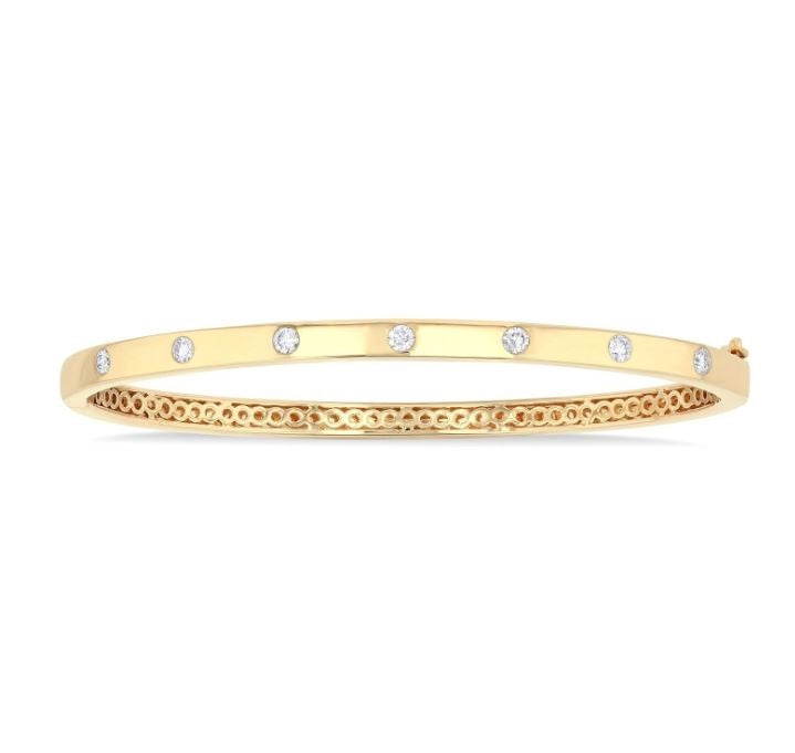 14kt Yellow Gold 7 Diamond Bangle Bracelet (0.40ct)