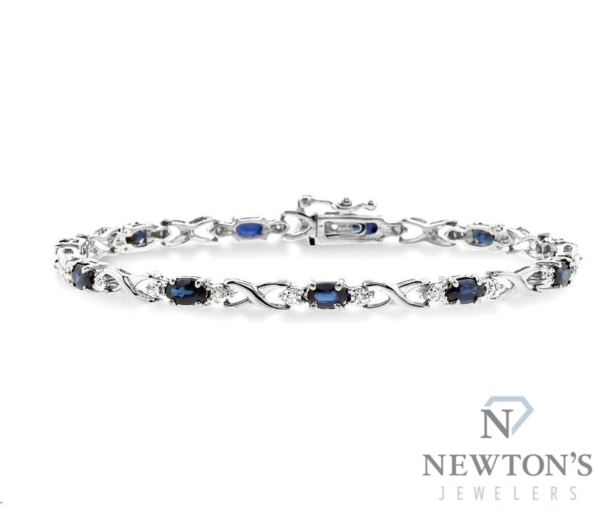 10kt White Gold Diamond & Sapphire Bracelet (0.10ct)