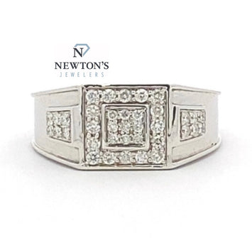 14kt White Gold Men’s Square Top Diamond Ring