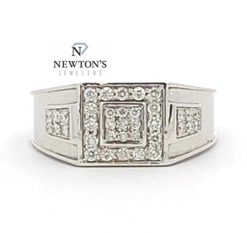 14kt White Gold Men’s Square Top Diamond Ring