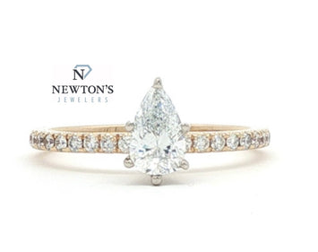 14K Yellow Gold Pear Cut Engagement Ring